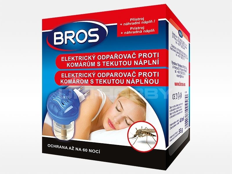 Levně Bros Elektrický odpařovač proti komárům s tekutou náplní 40ml