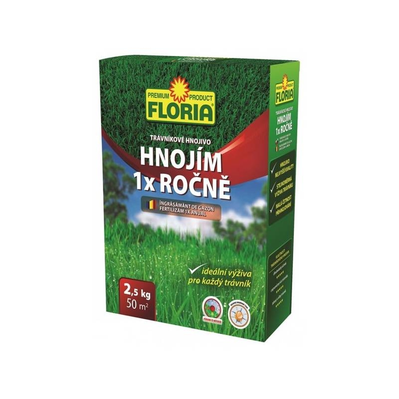 Floria Trávníkové hn. Hnojím 1x ročně 2,5 kg 50m2