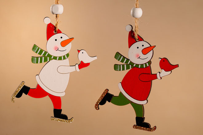 Levně Dřevěný sněhulák X364